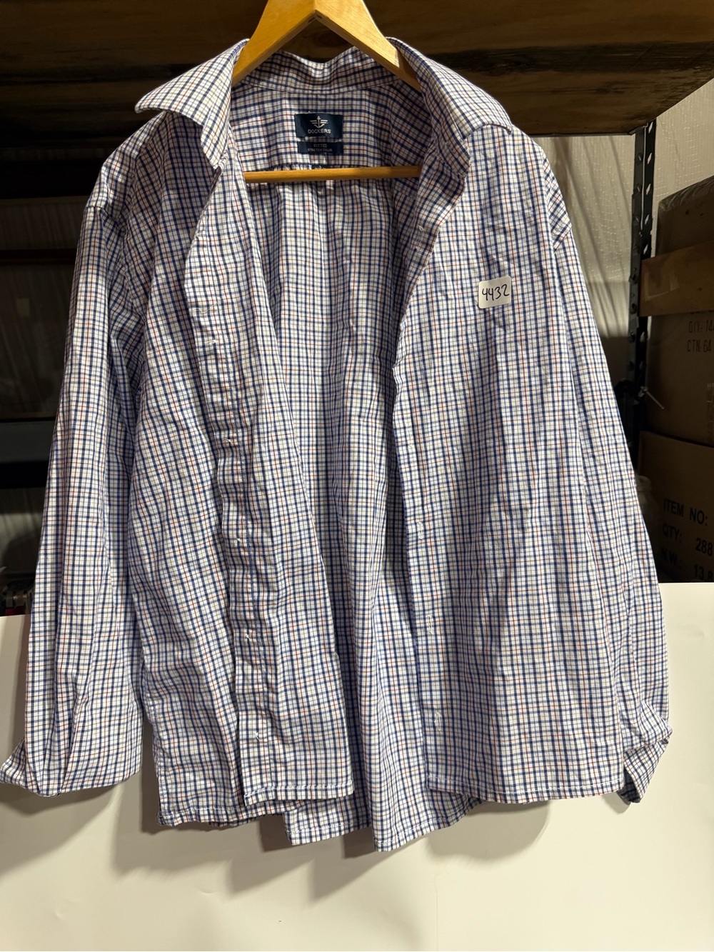 #4432-Dockers Men’s Blue and Red Checked Button-Down Shirt